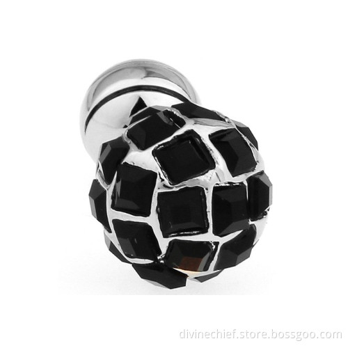 Wholesale Custom Round Shape Black Crystal Cufflinks For Man's Suit Shirt